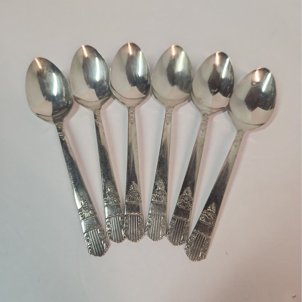 Wm A Rogers Oneida 1938 Silverplate Harmony Dessert Spoons x 6